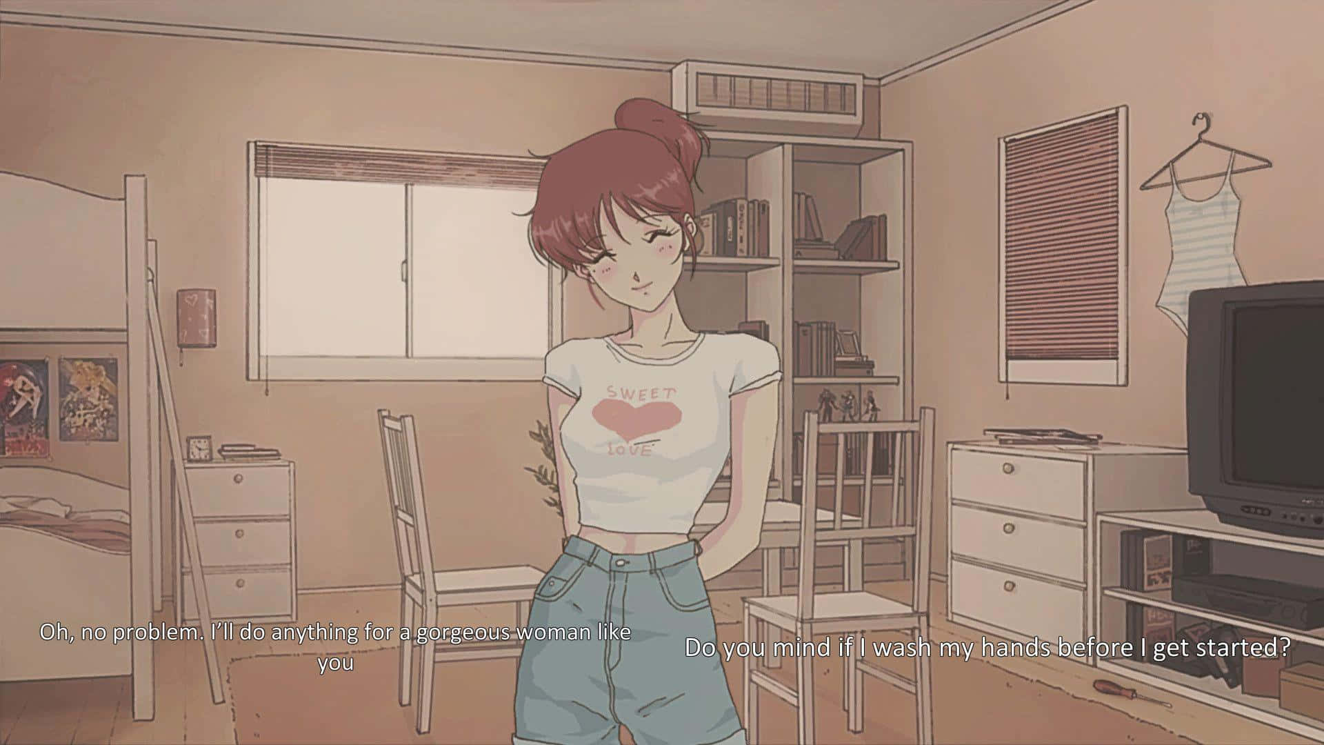 90s Anime Aesthetic Roomwith Character Wallpaper