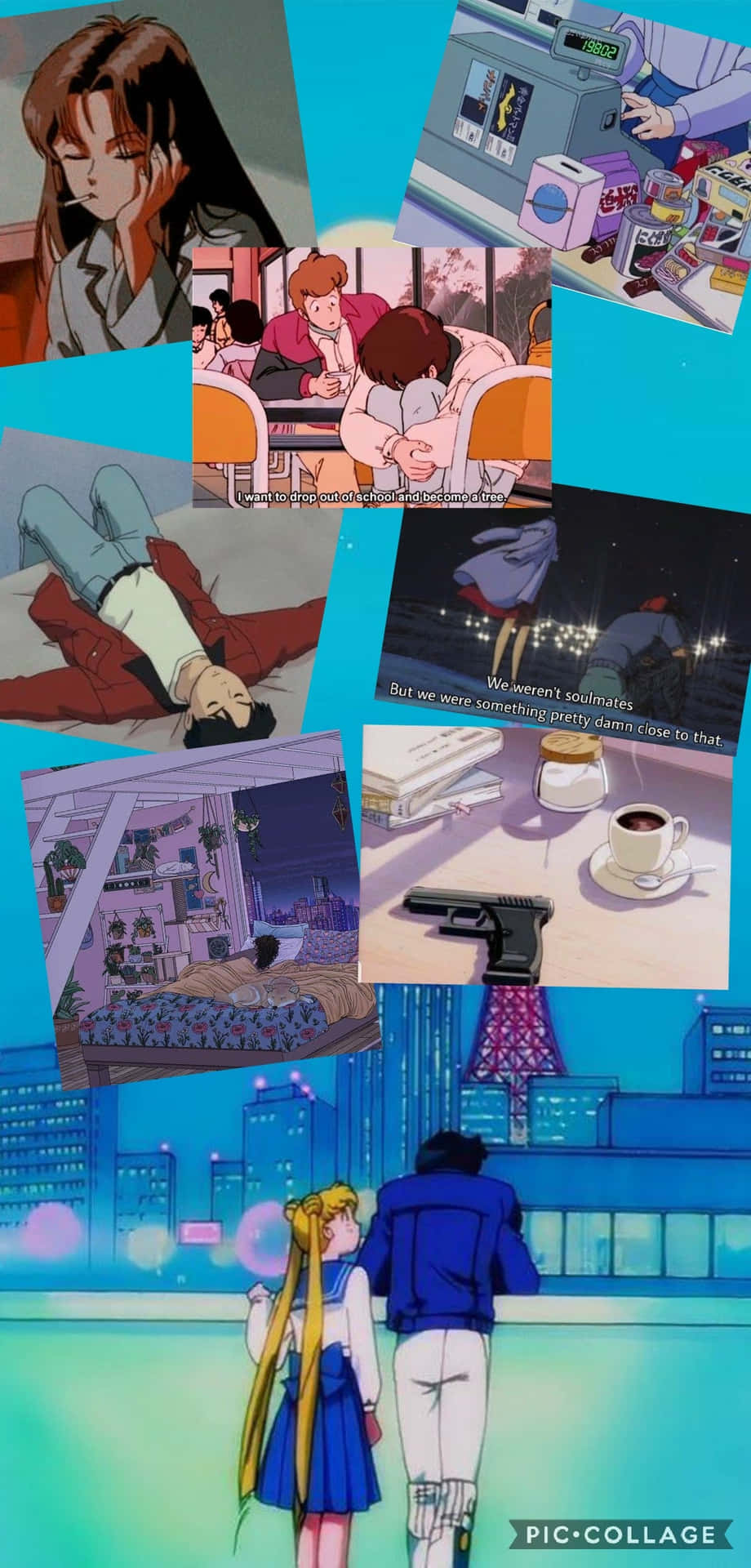 Lavisione Sognante Di Una Ragazza Dell'estetica Anime Anni '90. Sfondo