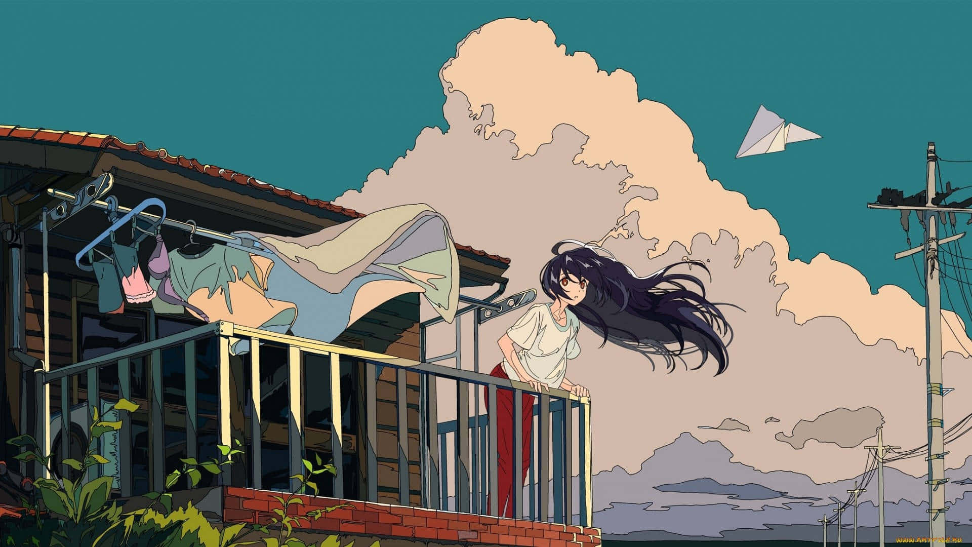 Download 90s Anime Aesthetic Windy Day Wallpaper 