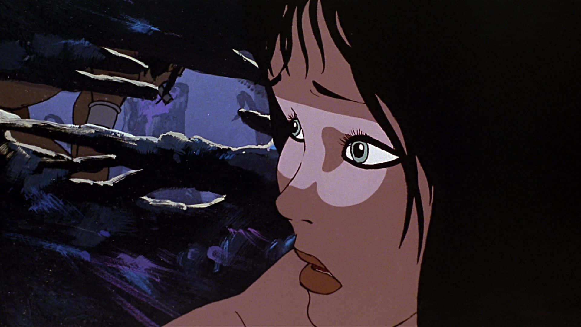 90s Anime Girl Gazing Through Darkness Wallpaper