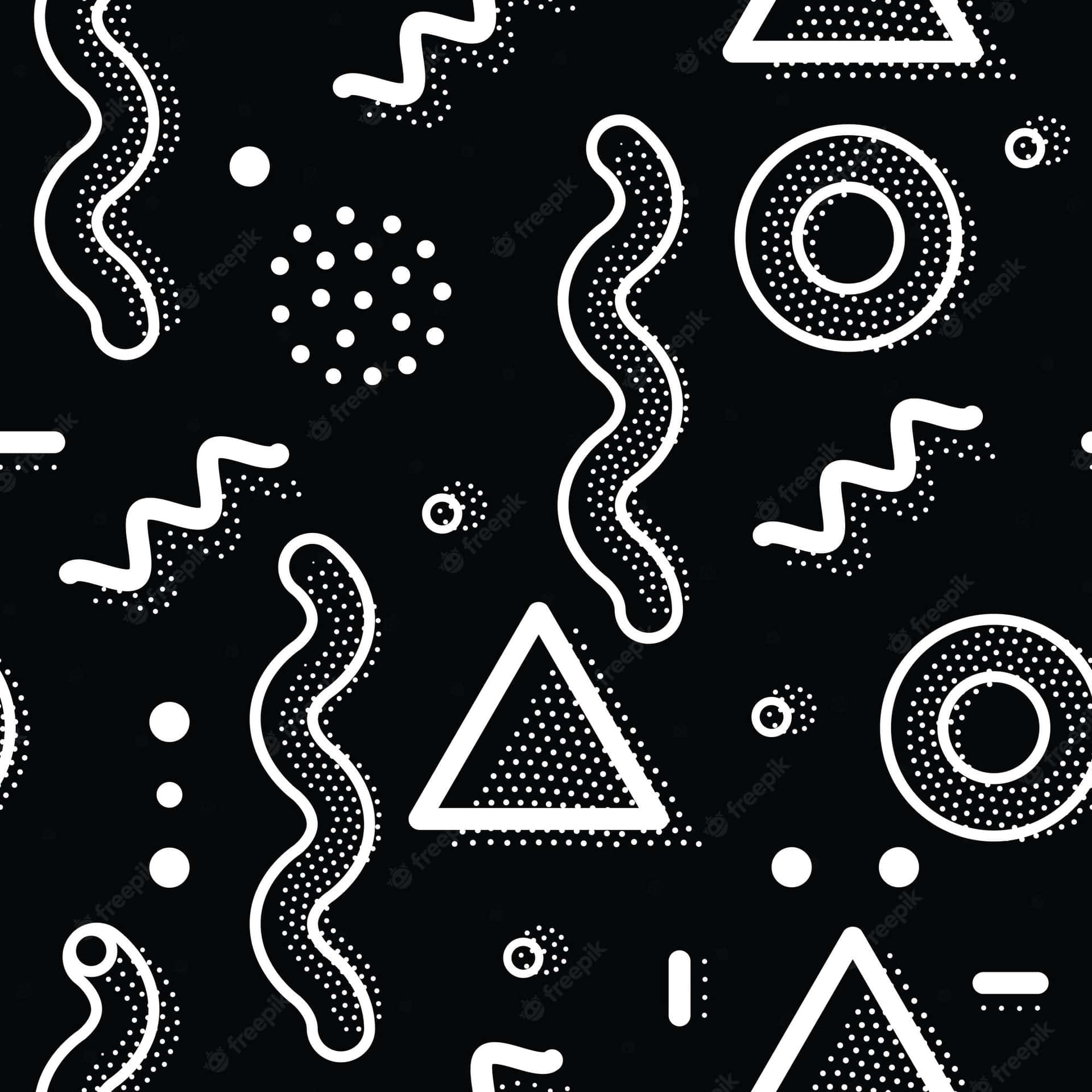 Einweißes Abstraktes Muster Mit Geometrischen Formen Auf Schwarzem Hintergrund. Wallpaper