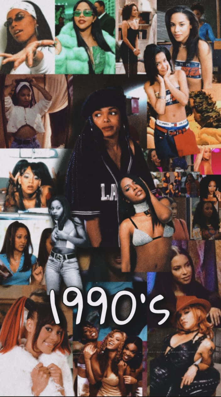 1990'erneen Collage Af Kvinder. Wallpaper