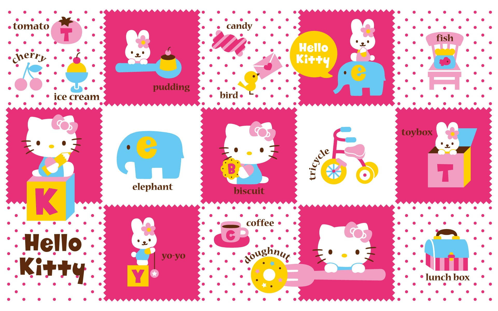 90s Mini Hello Kitty Desktop Wallpaper