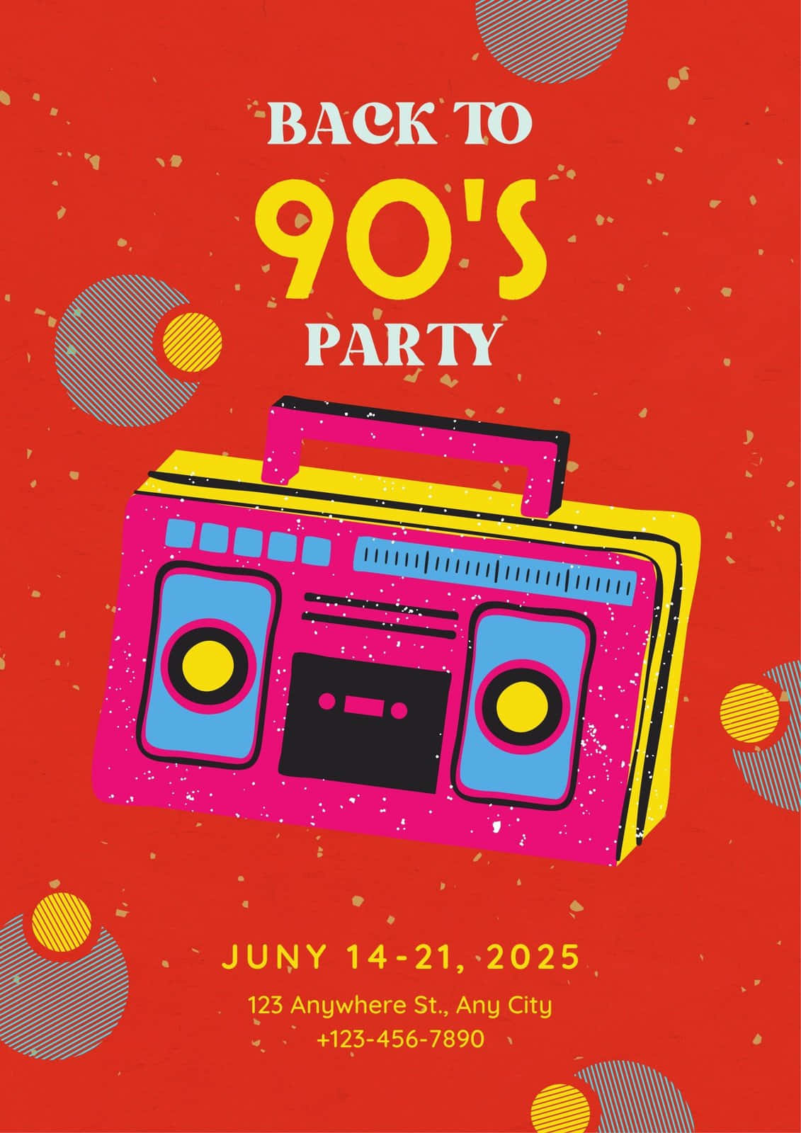 90s Party Retro Music Boombox Flyer Wallpaper