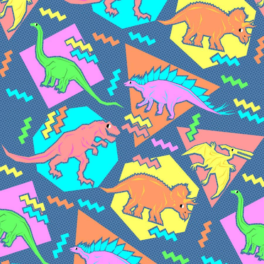 90s Pixel Dinosaur Pattern
