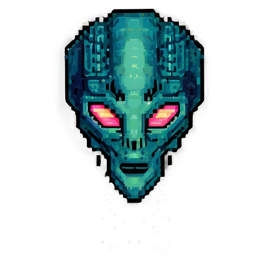 90s Pixelated Alien Png 06242024 PNG