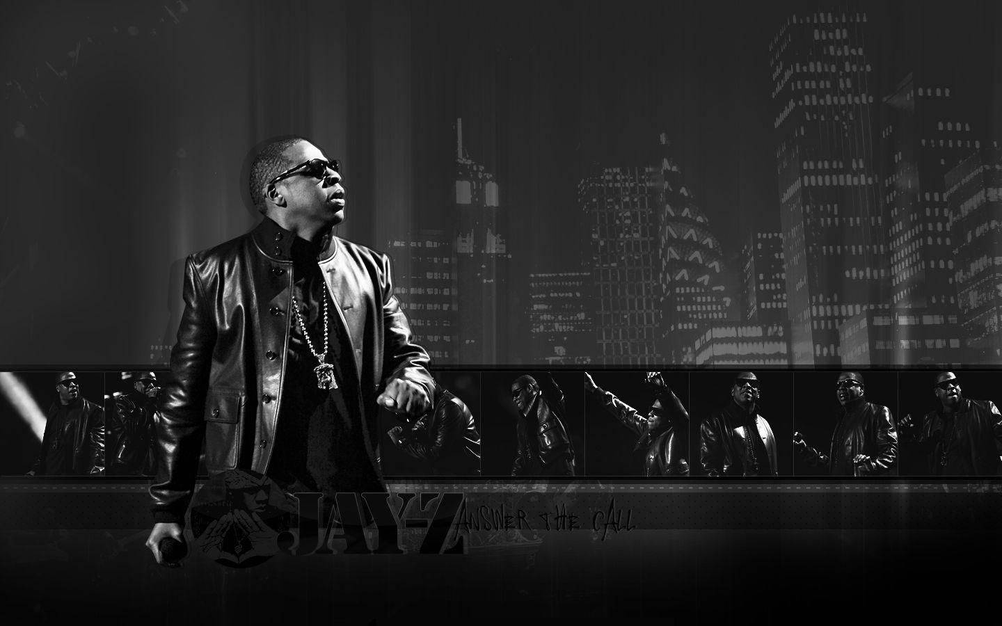 90s Rapper Jay-Z In Leather Jacket Wallpaper
