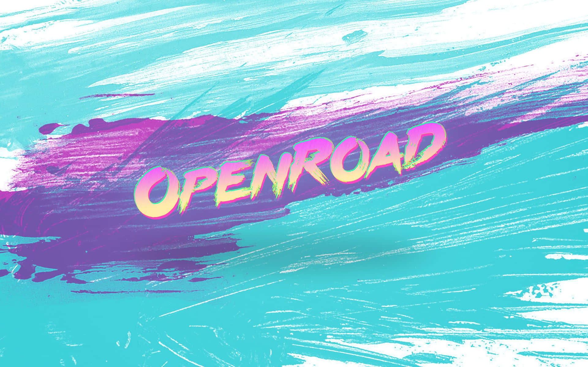 Åbn vejen på en blå baggrund med en lyserød og lilla pensel. Wallpaper