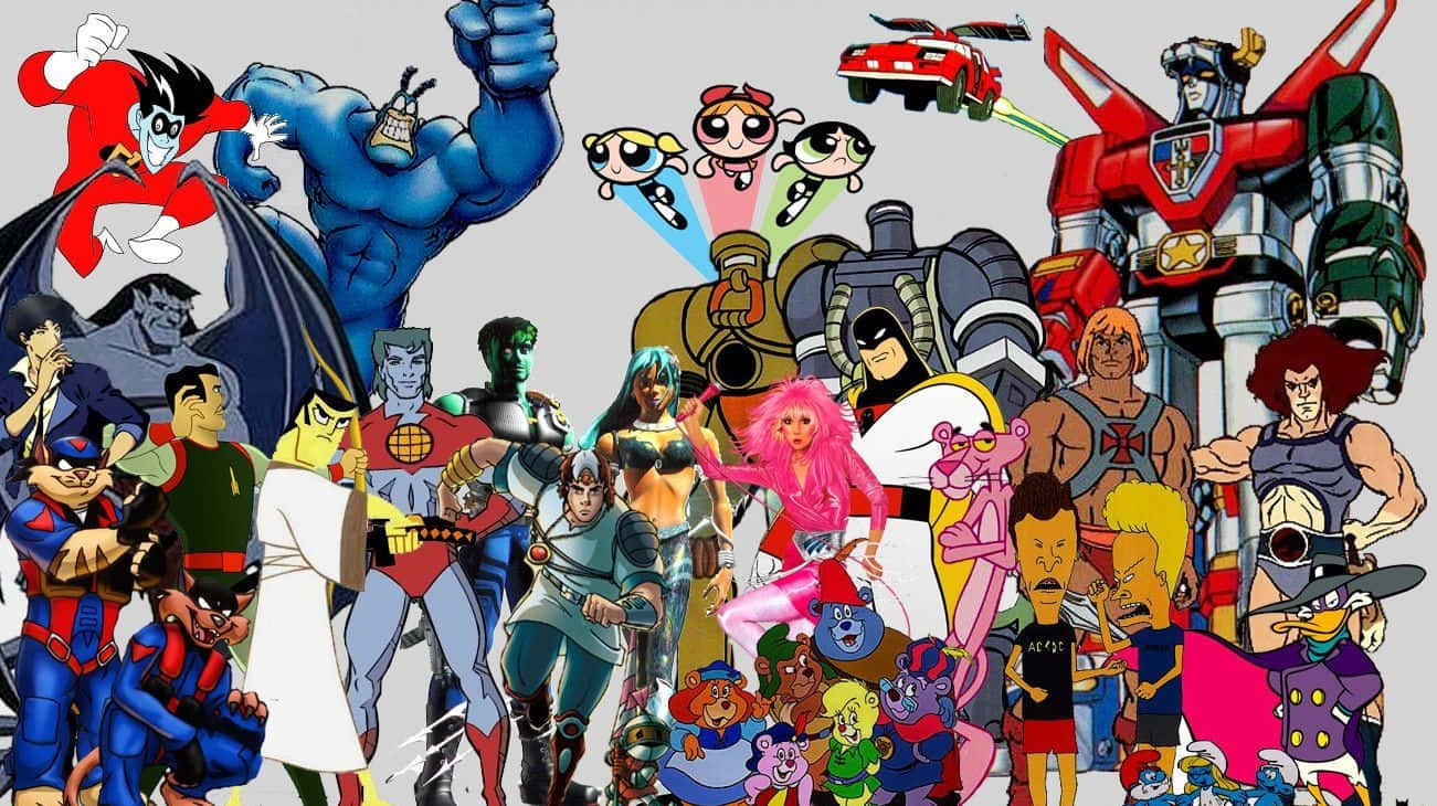 Ungrupo De Personajes De Dibujos Animados Posando Juntos Fondo de pantalla