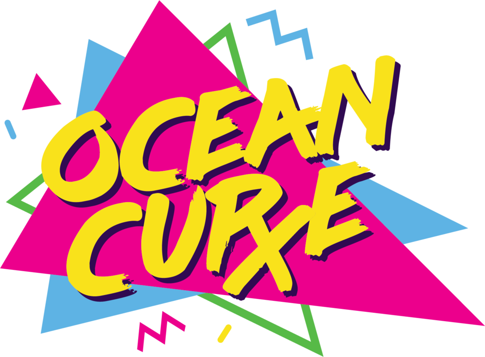 90s Retro Style Ocean Curve Graphic PNG