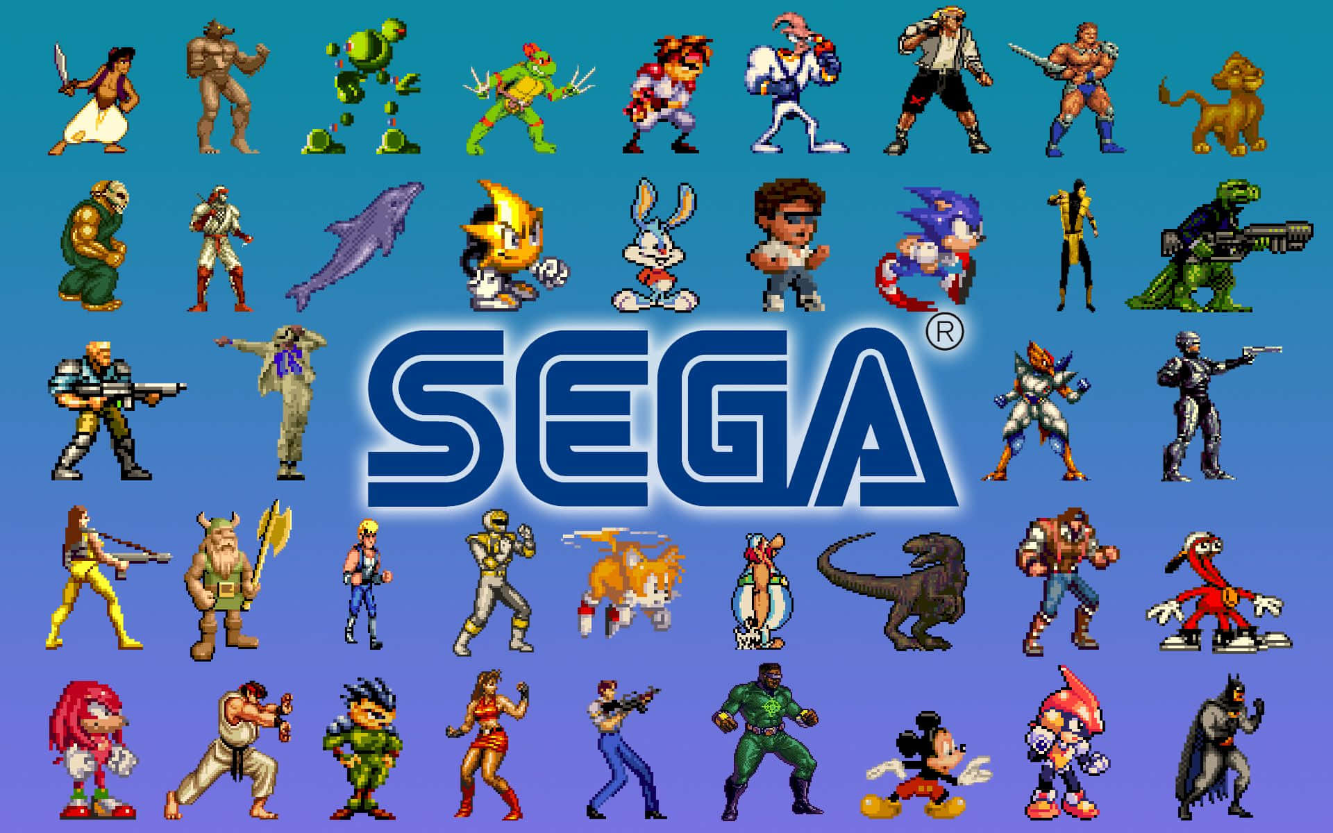 En gruppe af tegn i en Sega-spil. Wallpaper