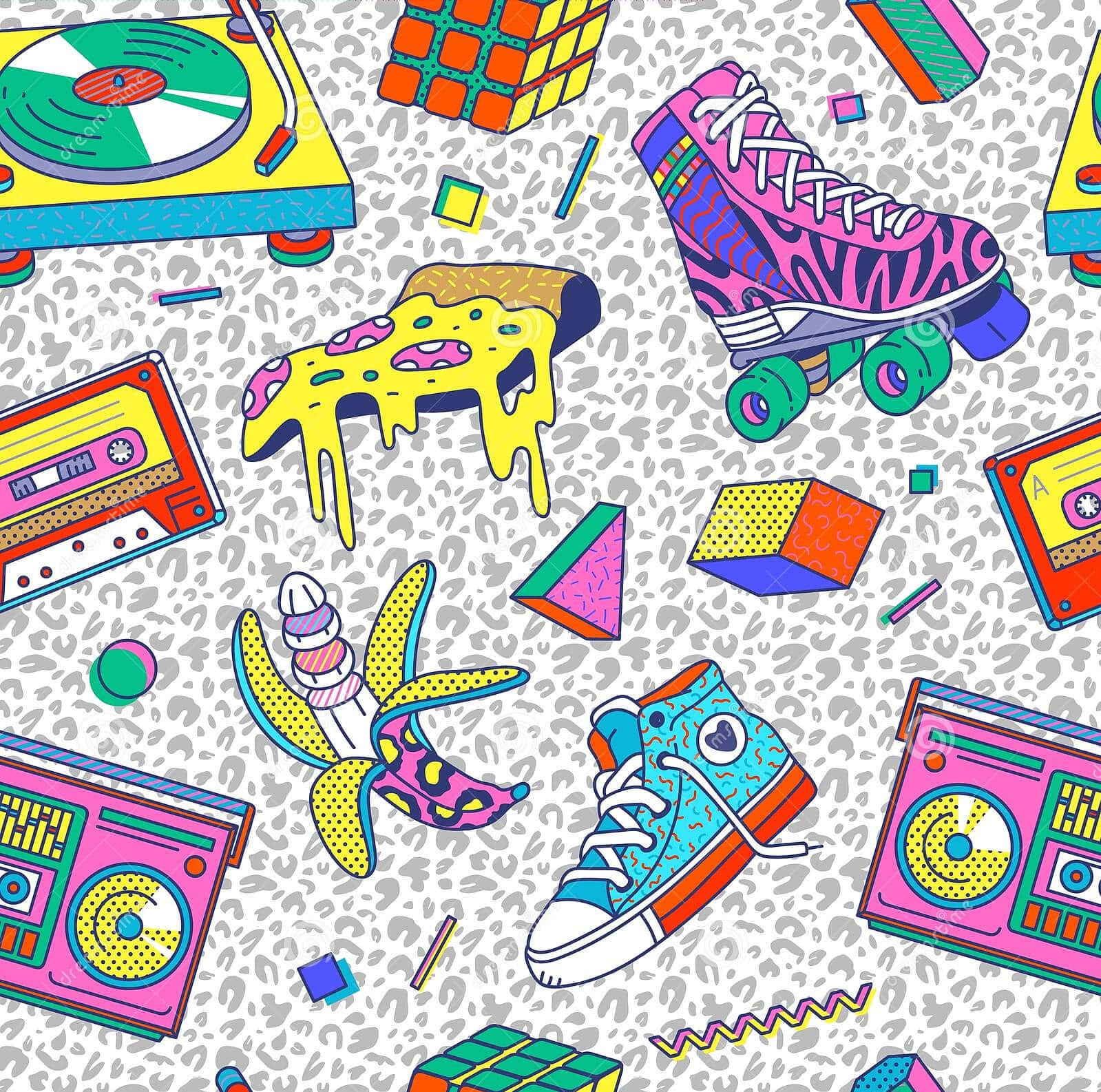 Download 90s Style With Retro Items Wallpaper 