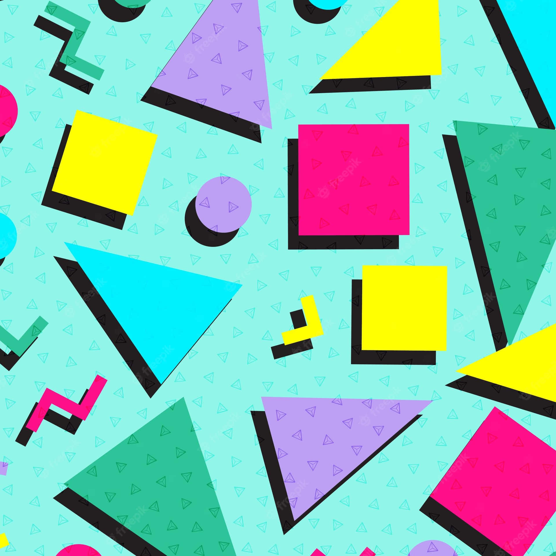 Abstract Shapes In 90s Style Wallpaper