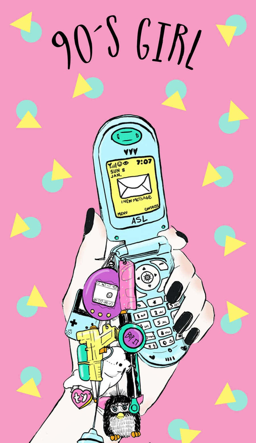 90s Style Girl Background Clamshell Phone Wallpaper