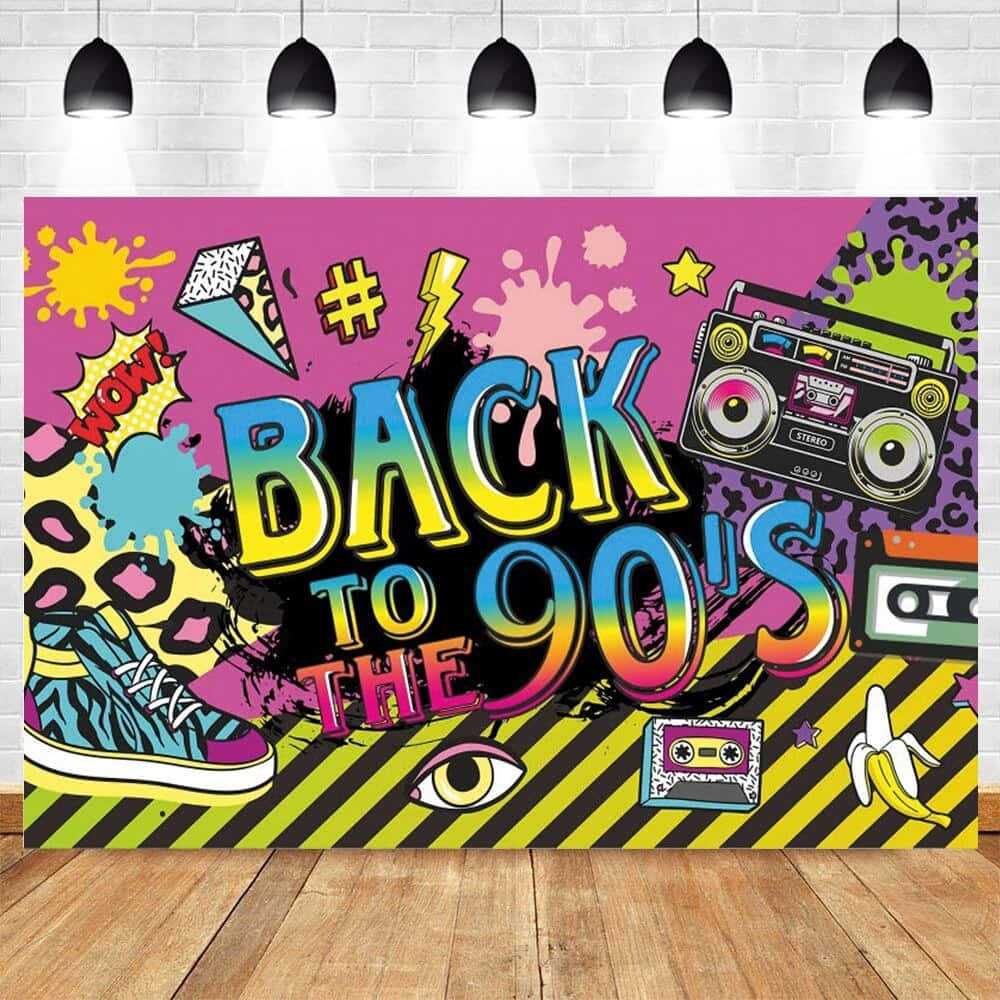 Back To The 90s Party Backdrop