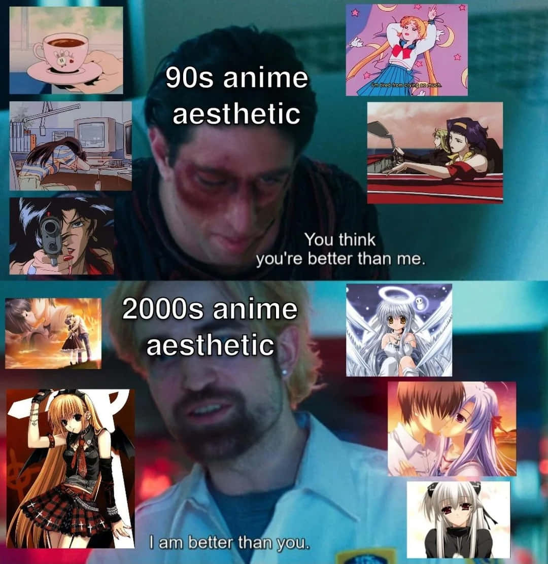 90svs2000s Anime Aesthetic Comparison Wallpaper