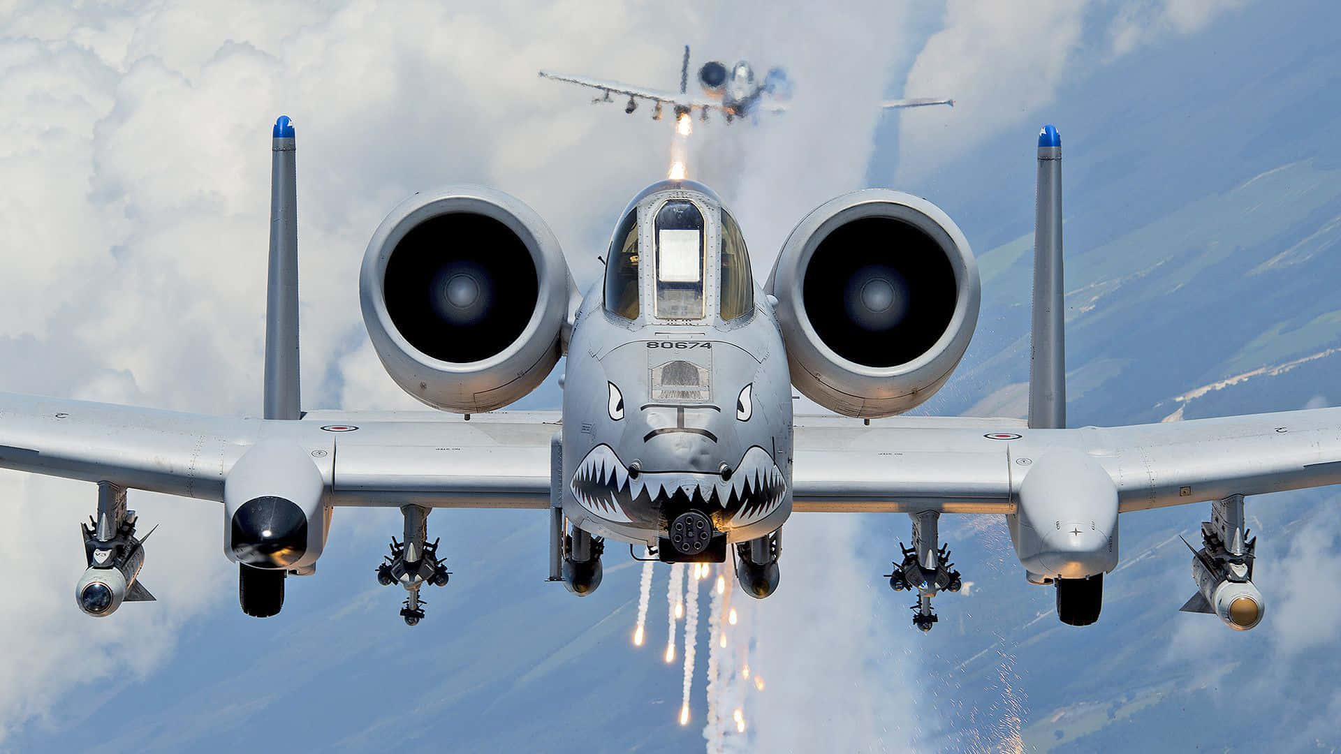 Un'immaginefrontale Di Un A-10 Warthog Sfondo