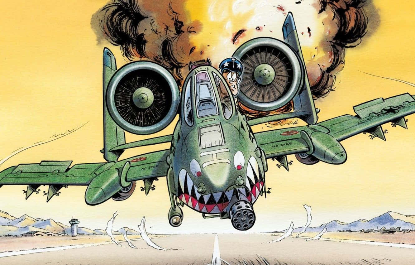 A Cartoon Of A Fighter Jet With A Mouth Wallpaper