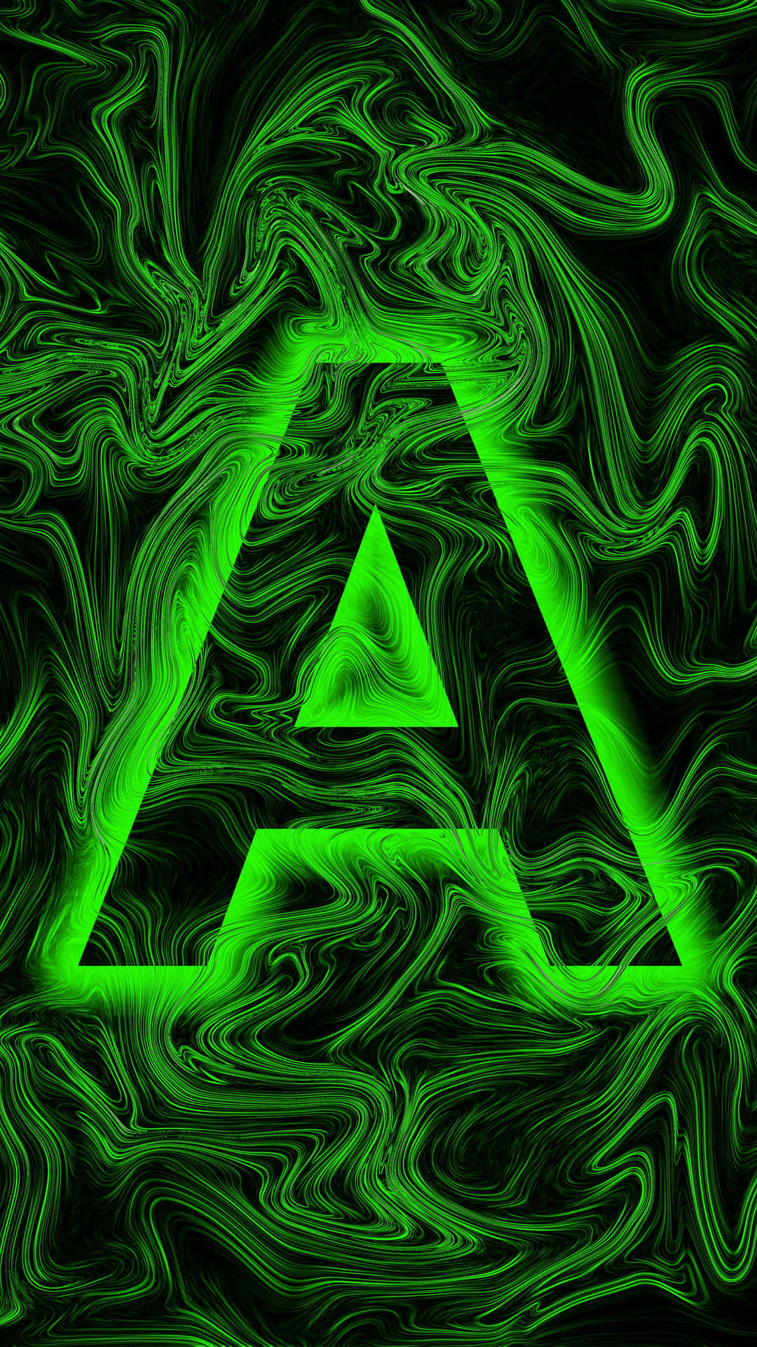 Psychedelic Glowing Green Letter A Background