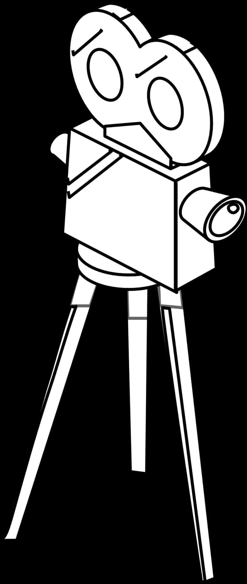 A Black And White Drawing Of A Camera PNG