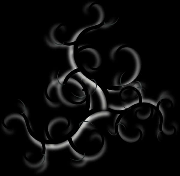 A Black And White Swirly Design PNG