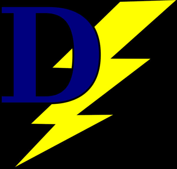 A Blue Letter And Yellow Lightning Bolt PNG