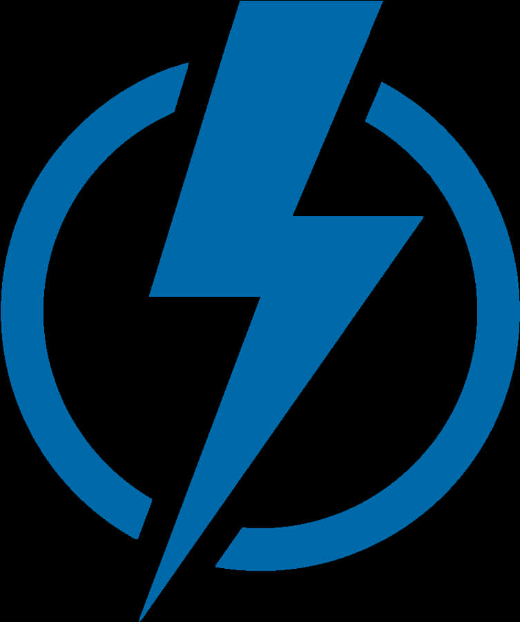 A Blue Lightning Bolt In A Circle PNG