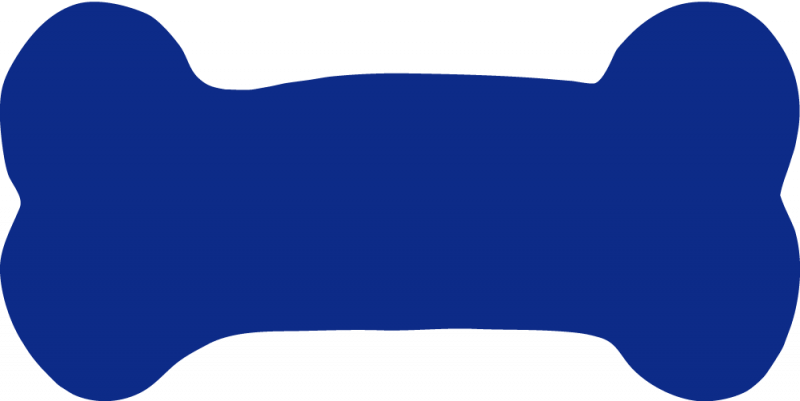 Blue Dog Bone Graphic PNG — A solid royal blue bone shape isolated on a black background with smooth gradient shading.