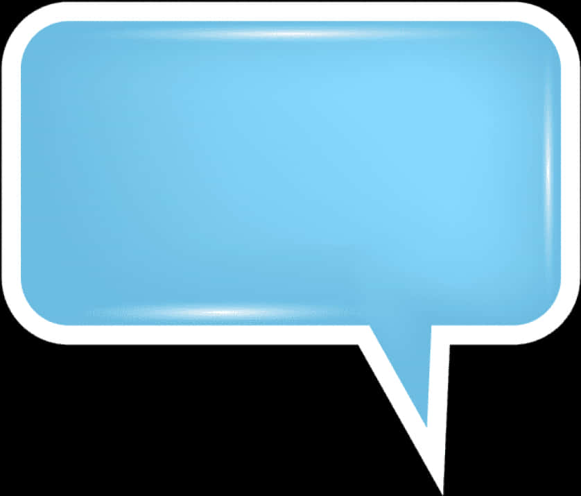 Blue Speech Bubble Graphic PNG — A light blue speech bubble with white border and subtle gradient against black background.