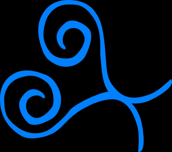 A Blue Swirly Design On A Black Background PNG