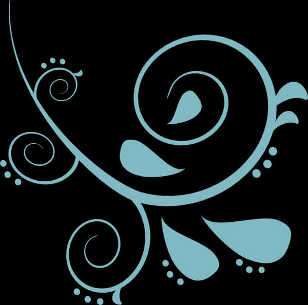 A Blue Swirly Design On A Black Background PNG