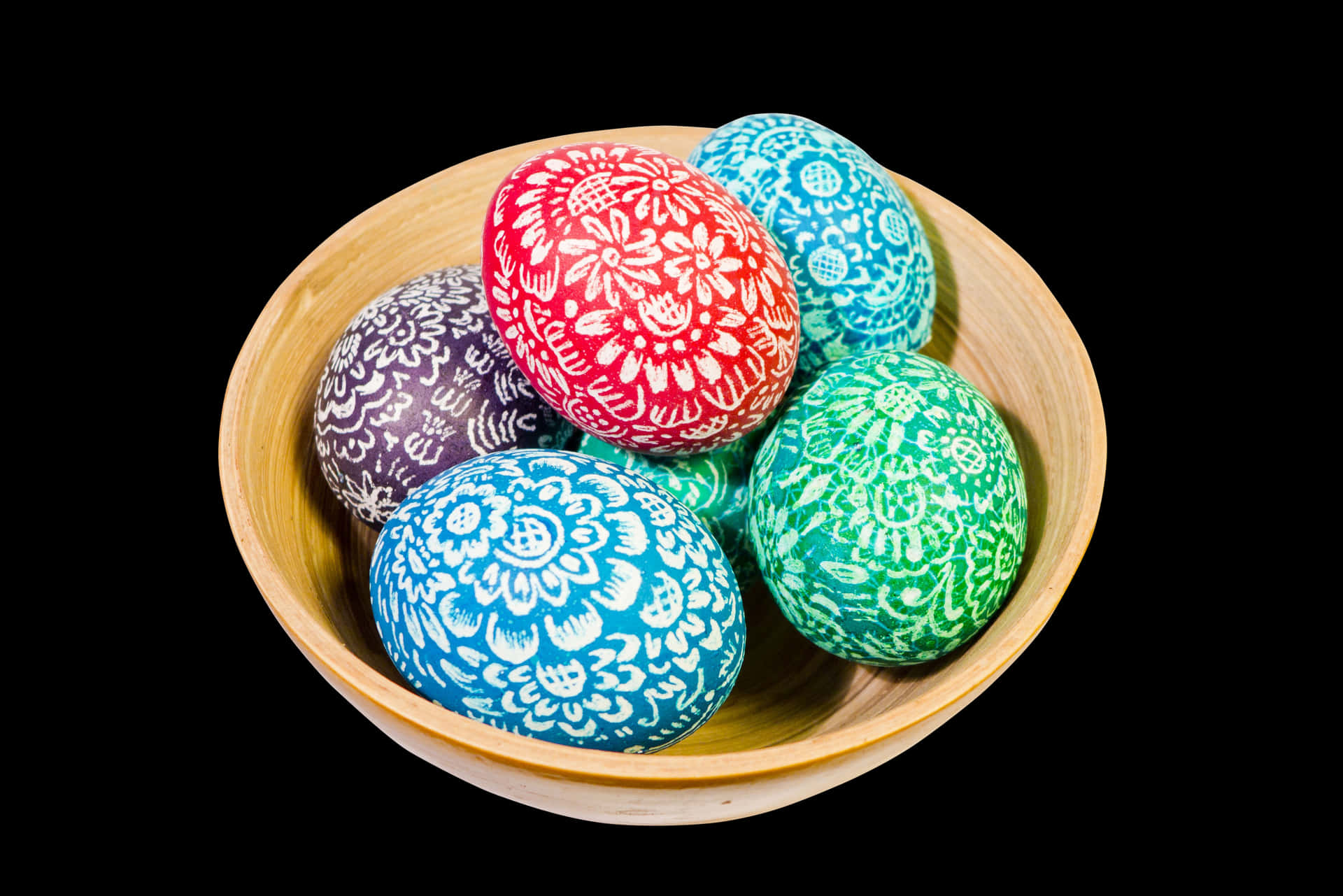 A Bowl Of Decorated Eggs PNG