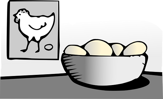 A Bowl Of Eggs In Front Of A Painting PNG