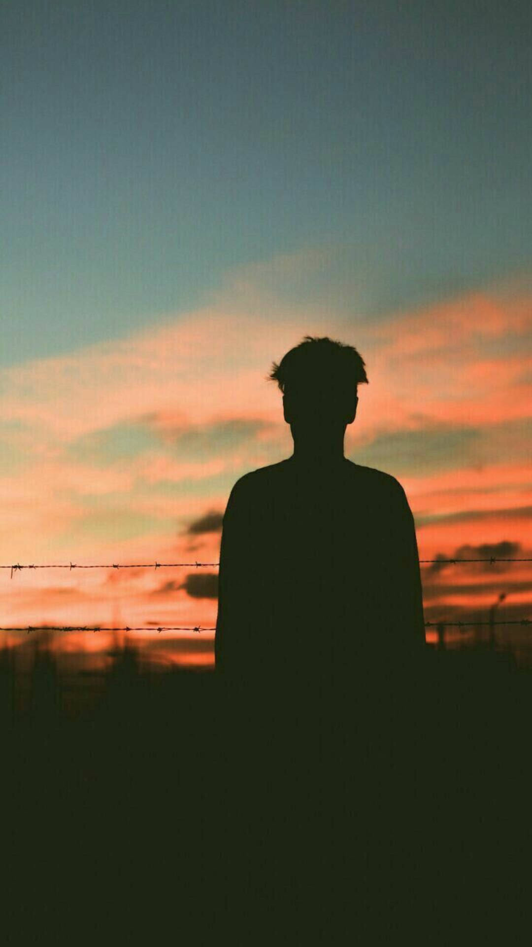 A Boy Shadow Watching The Sunset Wallpaper