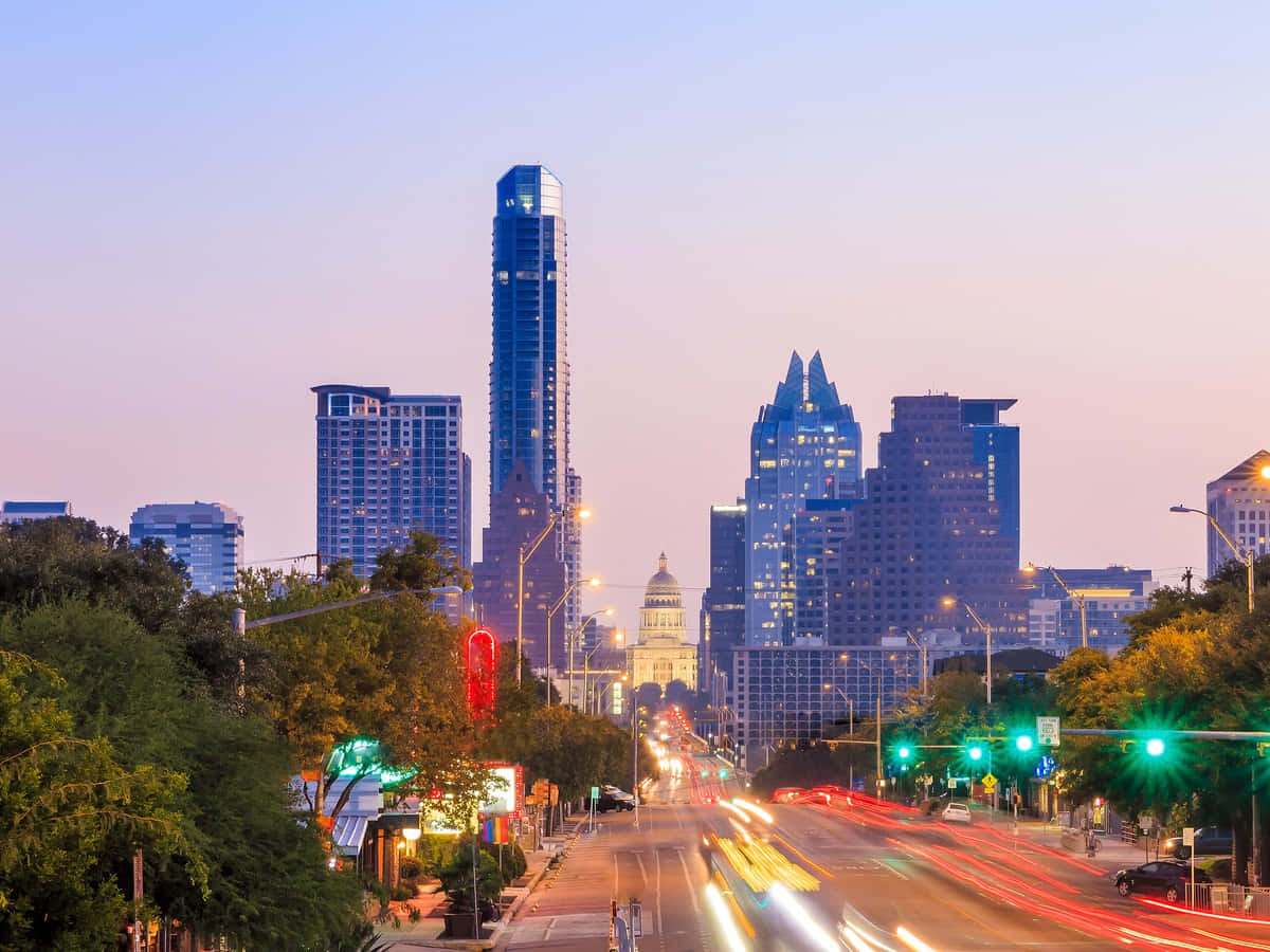 A Breathtaking View Of The Downtown Austin Skyline Wallpaper