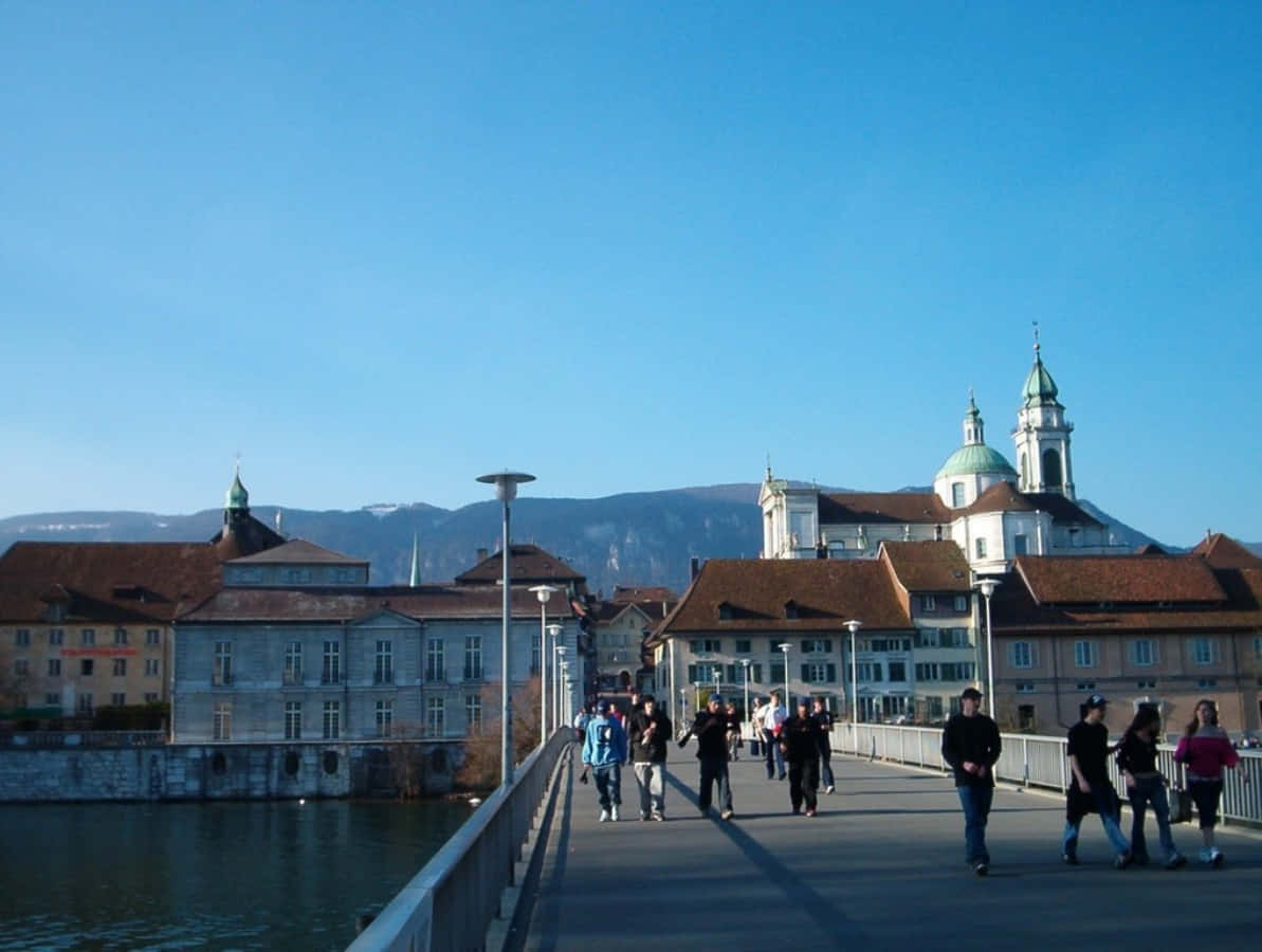 A Breathtaking View Of The Old Town Of Solothurn, Switzerland Wallpaper