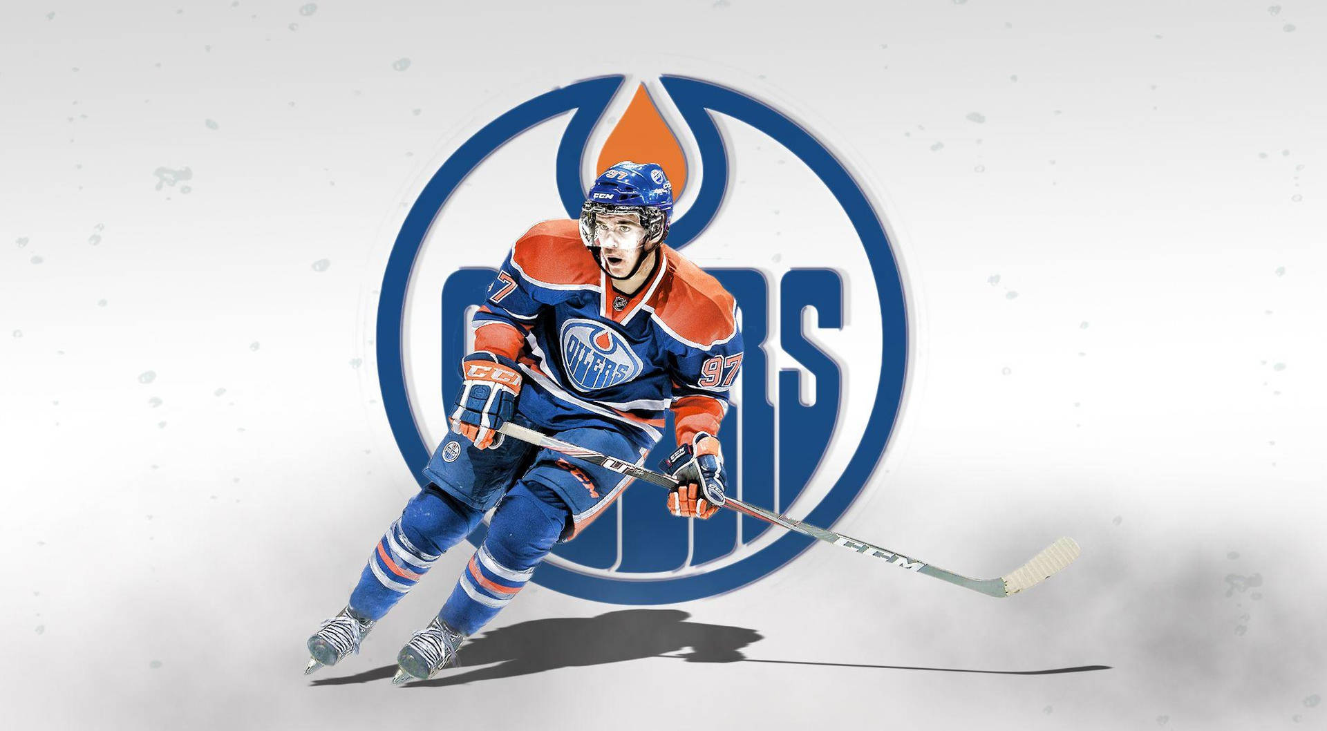 En Canadian Edmonton Oilers-spiller Connor McDavid Skater på en Arena Baggrund. Wallpaper