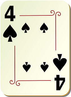 A Card With A Four Of Spades PNG