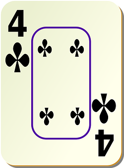 A Card With A Rectangular Rectangle And Four Of Clubs PNG