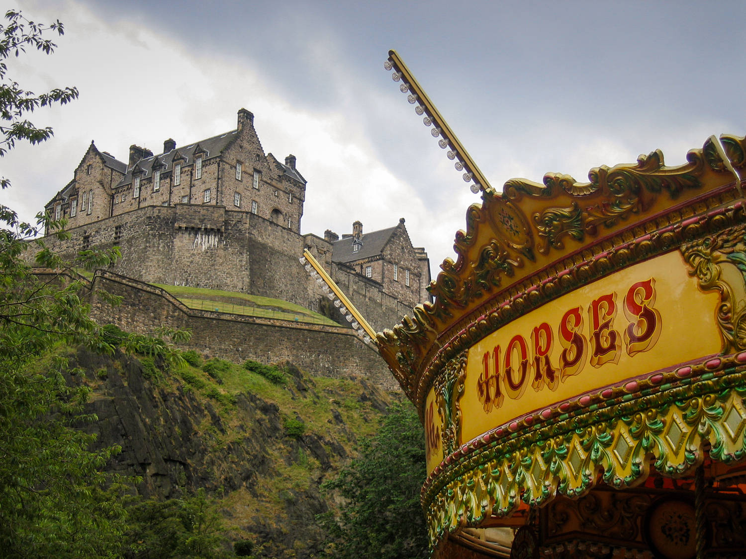 A Carousel Below Edinburgh Castle Wallpaper