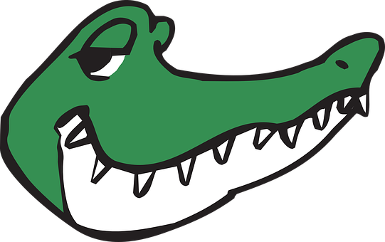 A Cartoon Alligator Face With Sharp Teeth PNG