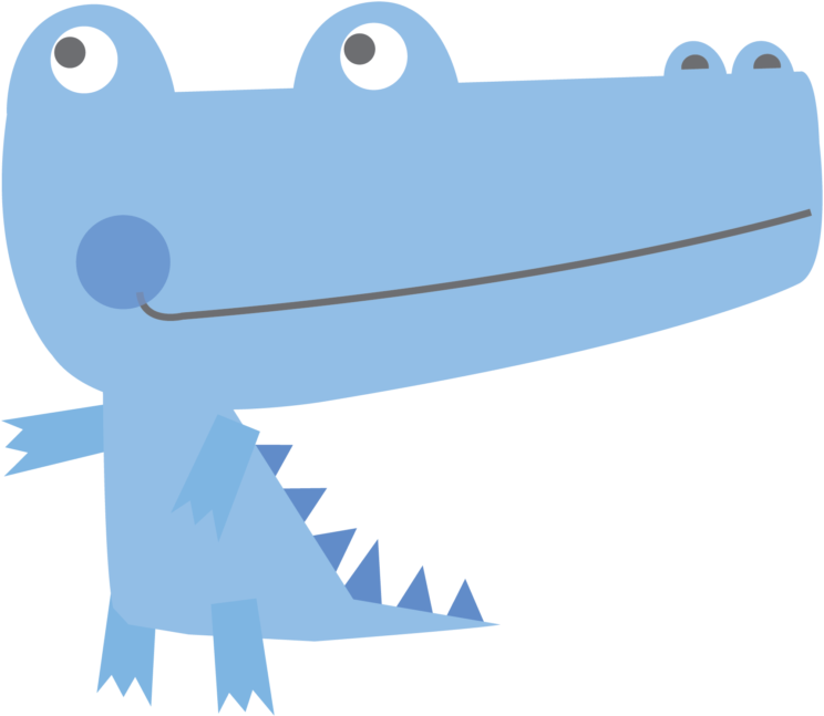 A Cartoon Of A Blue Crocodile PNG