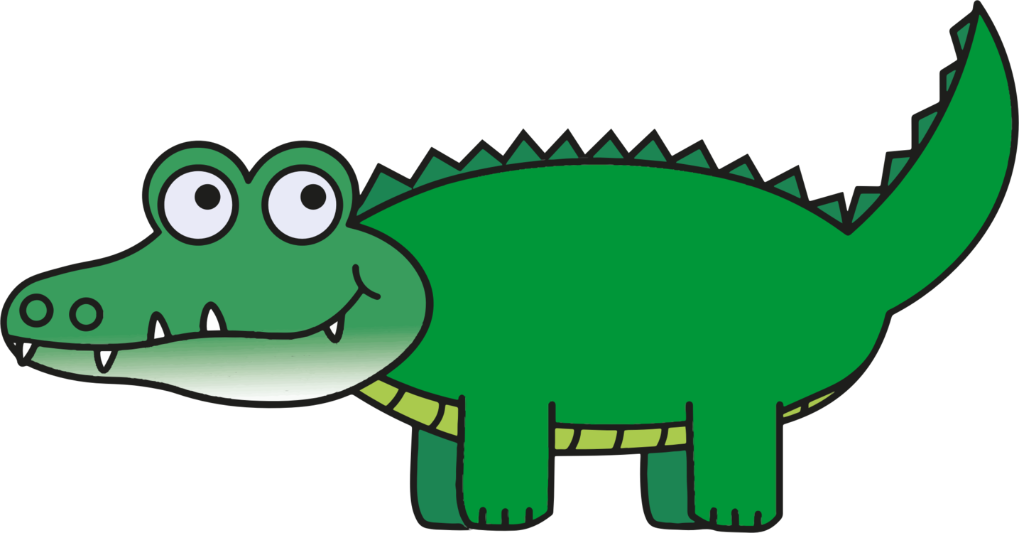 A Cartoon Of A Green Crocodile PNG