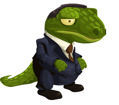 A Cartoon Of A Lizard In A Suit PNG