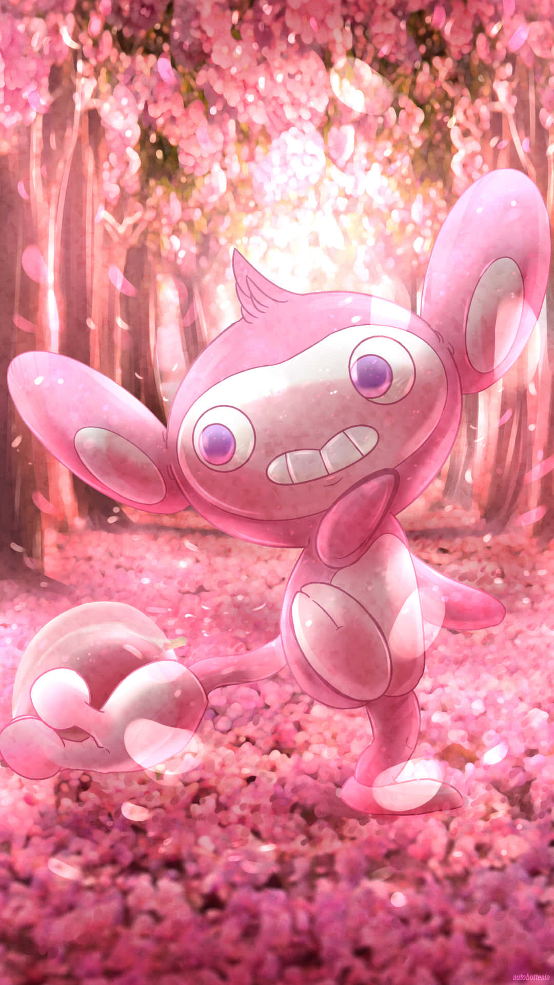 A Cheerful Aipom Swinging On The Tree Wallpaper