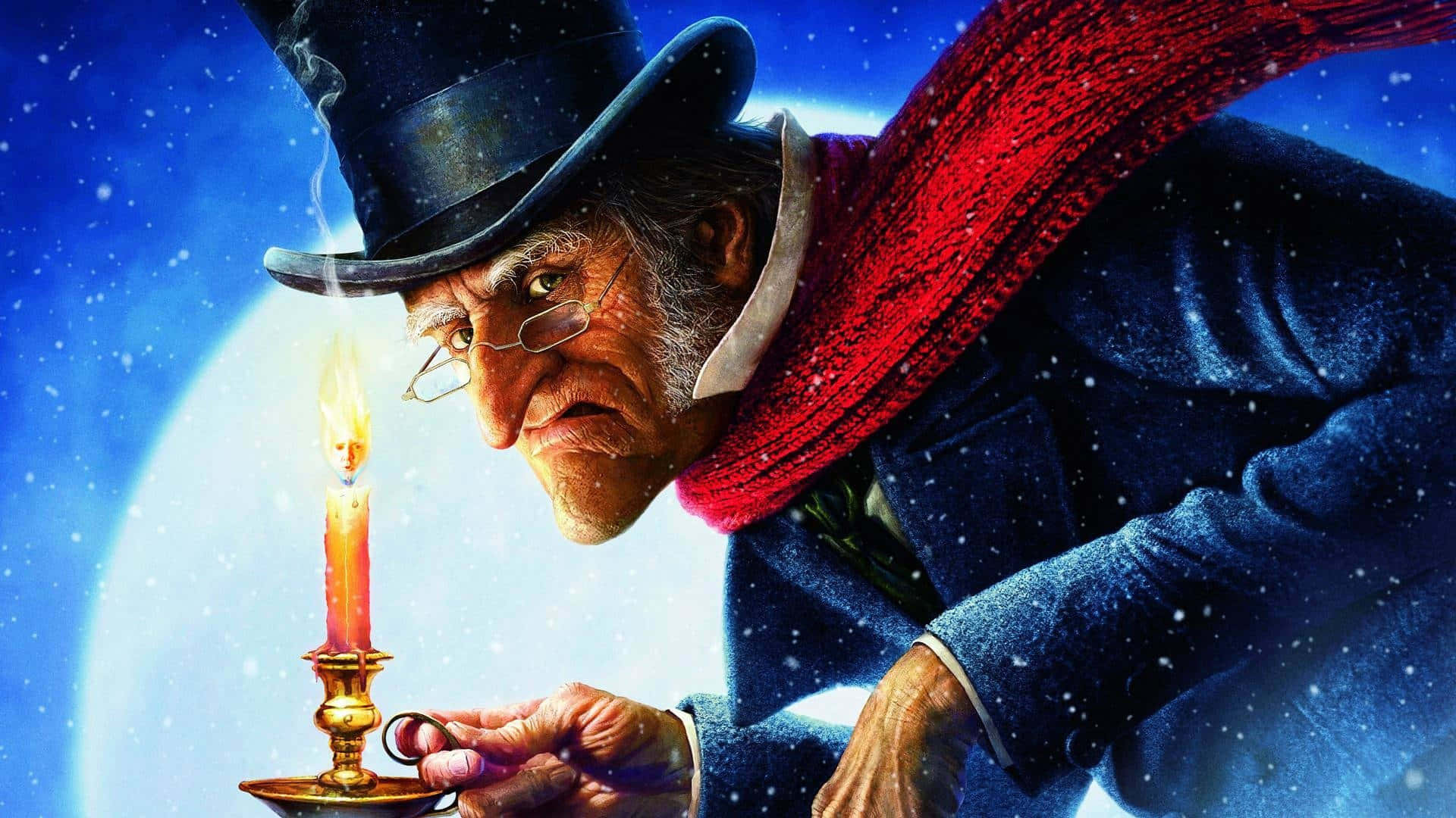 A Man In A Coat And Hat Is Holding A Candle