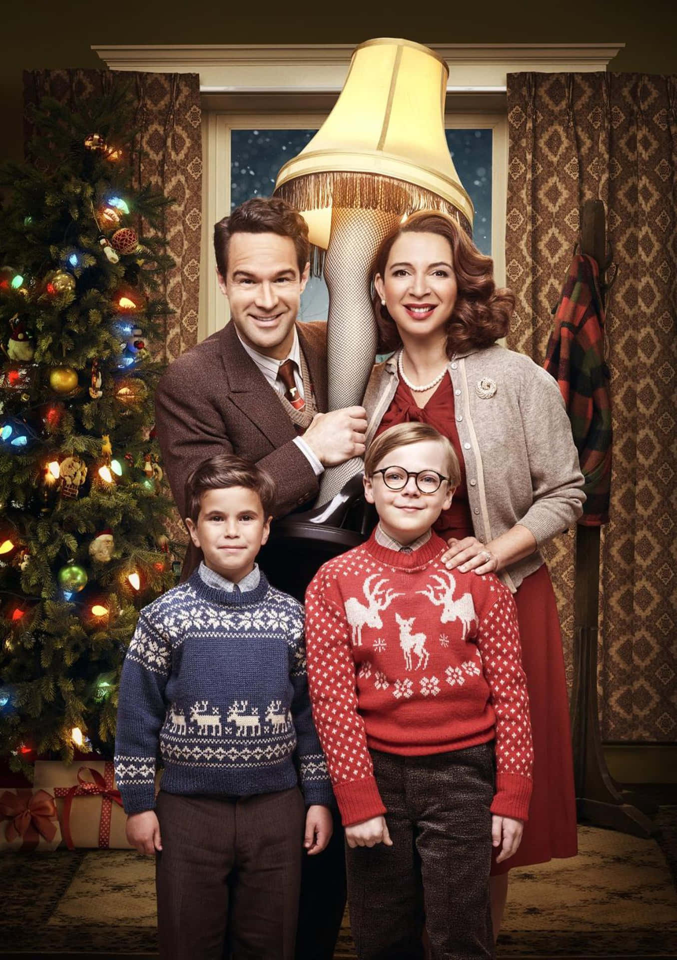 A Family Is Posing For A Christmas Poster Wallpaper