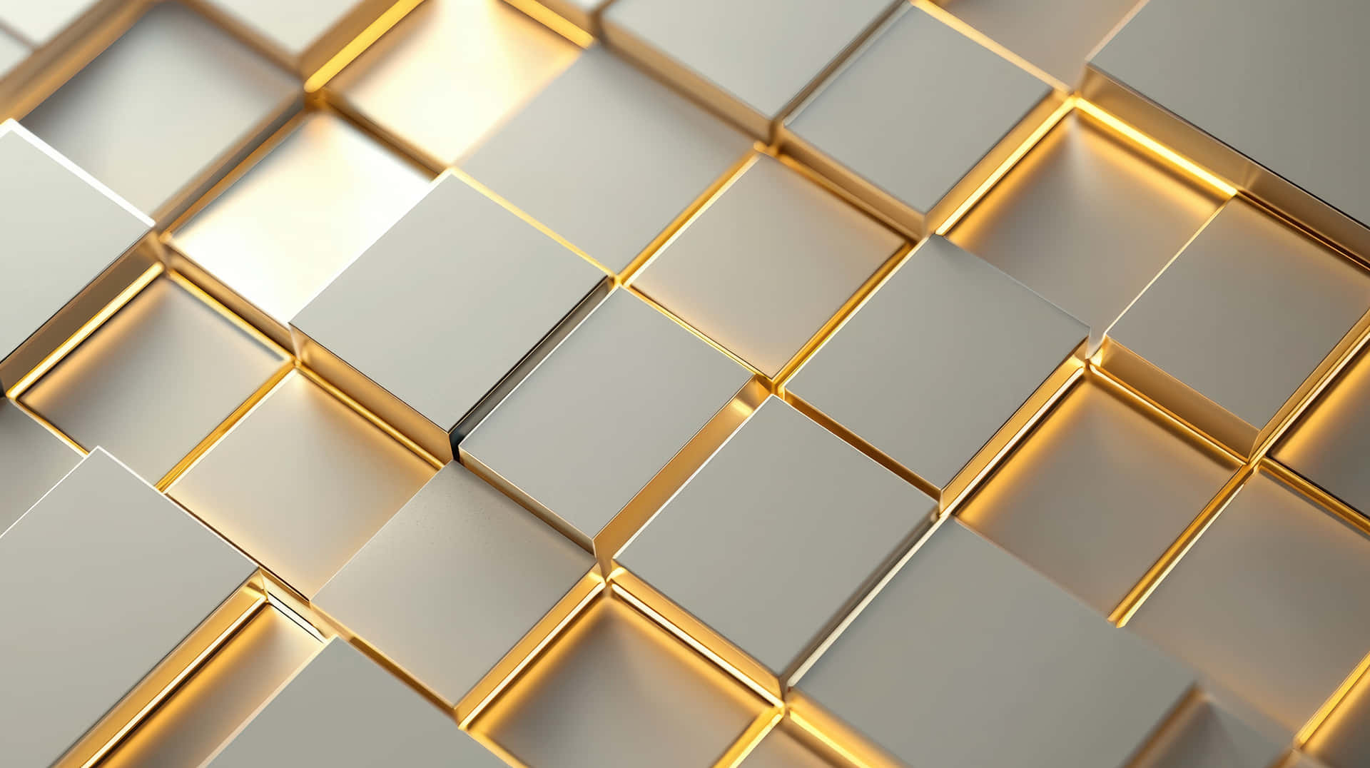 A Close-up Of Metallic Gold And Silver Tiles Arranged In A Geometric Pattern Wallpaper