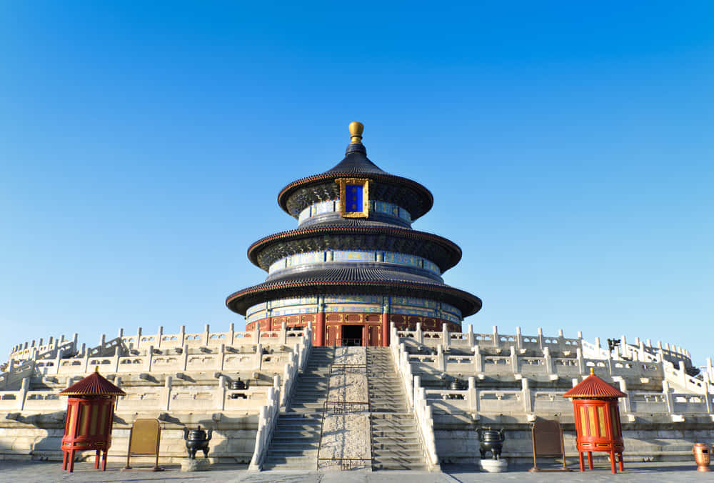 A Closer Look At The Hall Of Prayer For Good Harvests Of The Temple Of Heaven Wallpaper