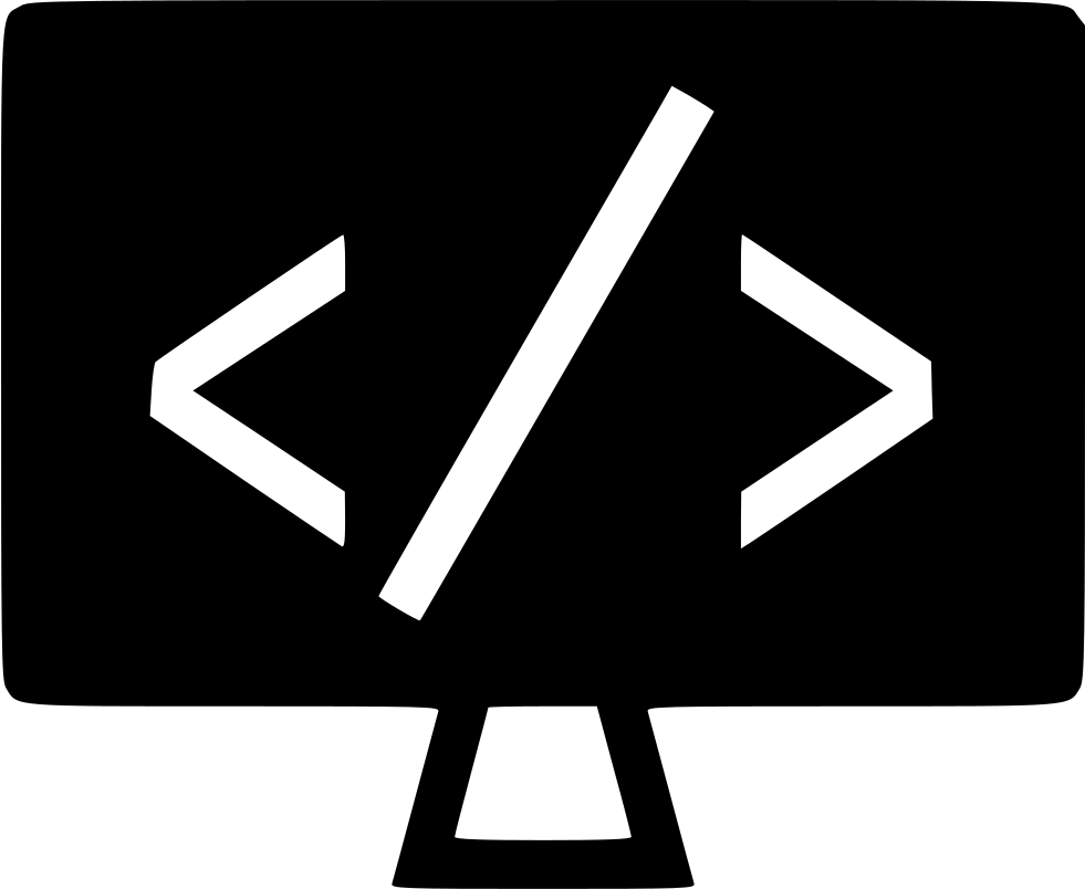 Coding Concept Iconon Monitor PNG — A minimalist black and white icon of a computer monitor displaying a closing HTML tag symbol.